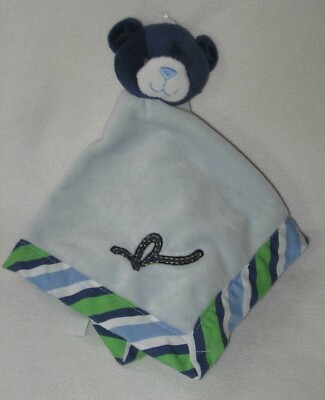 Rocawear Blue & Green Bear Security Blanket Baby Lovey Stripes Roca Wear Plush