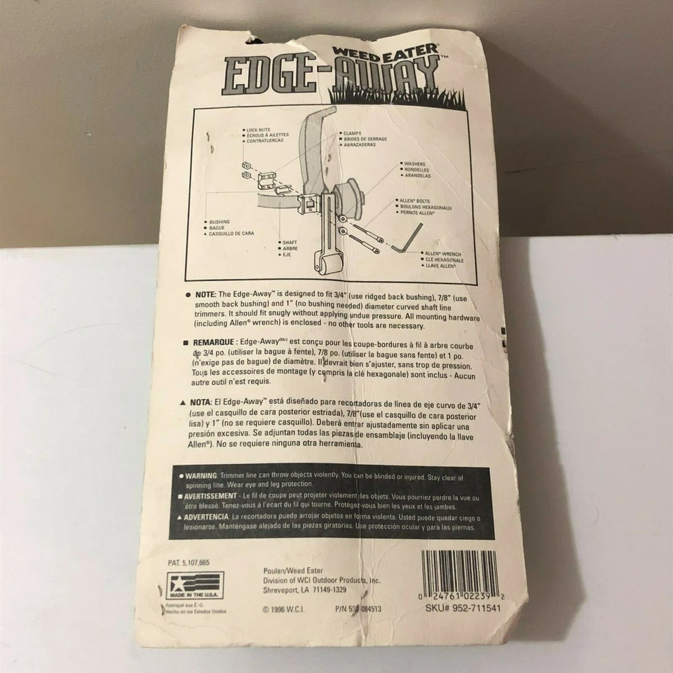 NEW VINTAGE RARE UNUSED WEED EATER EDGE-AWAY PERFECT EDGE TRIMMER WEED WACKER Foto 3 de 3