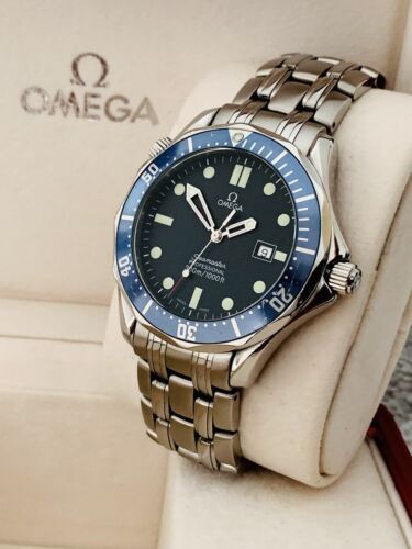 Omega Seamaster 300 męski zegarek Bond niebieska fala tarcza kwarc 41mm z pudełkiem - Zdjęcie 1 z 16