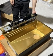 2024 Smart Nano WATERFALL Gold Multifunction LED Kitchen Sink with WATER FILTER 