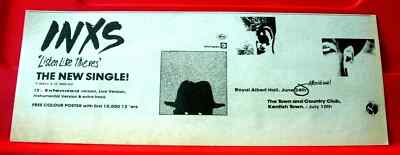 INXS Listen Like Thieves/London Gig Vintage ORIG 1986 Press/Mag ADVERT 11''x 4''