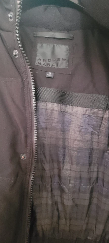 ANDREW MARC Mens Winter Down Jacket Detachable Fur Collar Hat Detachable SMALL  - Image 3 of 4