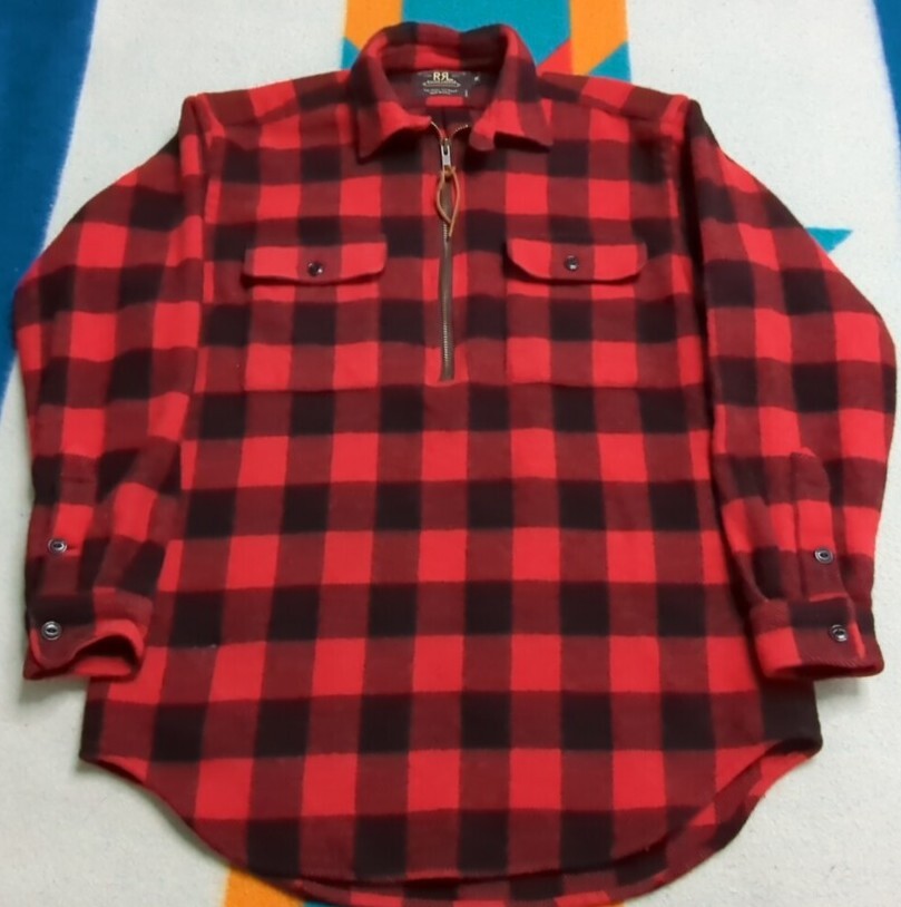 RRL, Vintage Ralph Lauren Double RL Wool Shirt Jacket 1/4 Zip Made In USA Medium