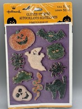 NEW Vintage Hallmark Halloween Ghosts Jack O Lantern Pumpkin Glitter Stickers