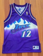 Champion John Stockton Utah Jazz Gold Logo 44 NBA Authentic