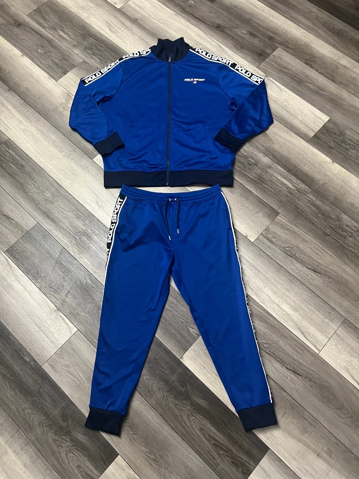 Polo Ralph Lauren Men's Tracksuit Matching Set Tape Trim Jacket XL + Pants Large - Image 2 of 4