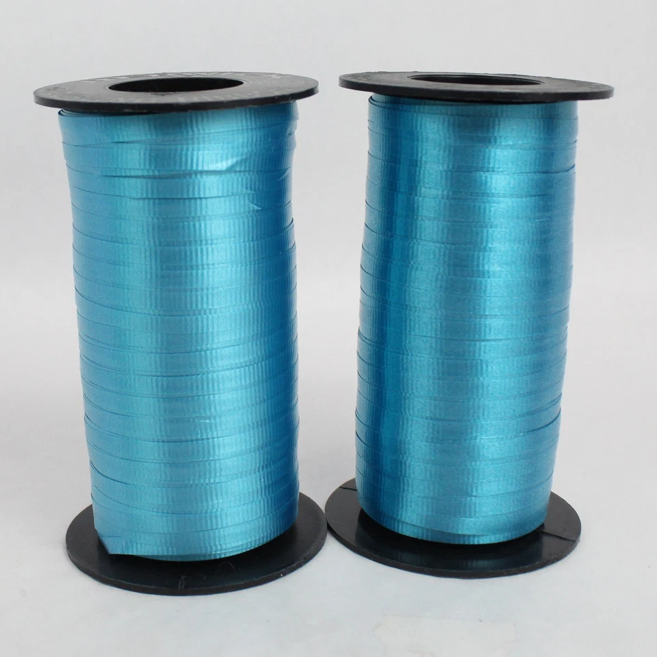 Lot of 4 Partially Used Blue and Green Curling Ribbon Rolls - Image 3 of 4