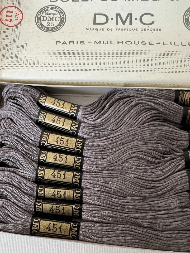 DMC Embroidery Floss COLOR # 451 Dark Shell Gray ~ box Of 24 New - Image 2 of 4