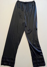 Vintage Small Black Nylon Pantaloons with Lace Bottom Soft Silky High Rise