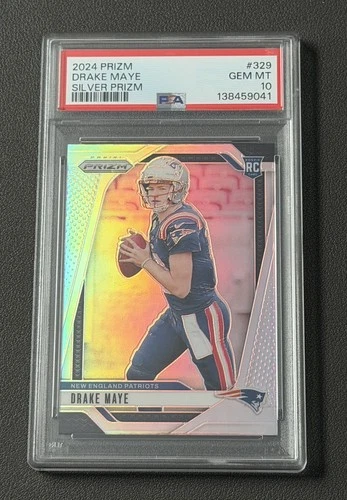 2024 Panini Prizm #329 Drake Maye Silver Prizm PSA 10 SUPER BOWL