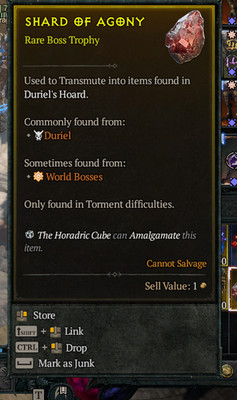 100 Shard of Agony - For Duriel -  Diablo 4 Softcore Seasonal or Eternal   