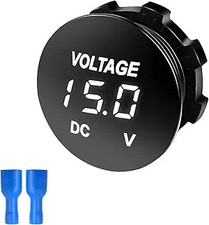 Waterproof Mini Led Digital Voltmeter Gauge Round Panel 12v 24v Color White