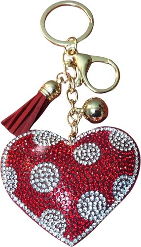 Popfizzy Polka Dot Heart Keychain, Purse Charm, Valentine's Day Gift for Her - Picture 1 of 9