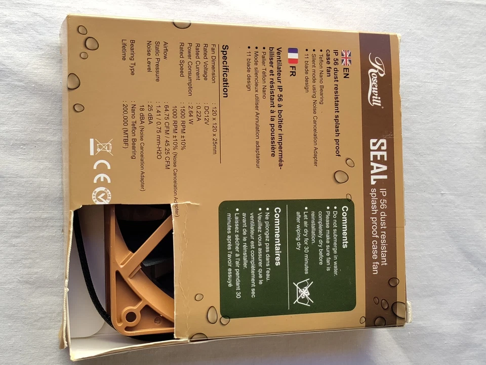 Rosewill SEAL IP56 120mm Advanced 11 Blade High Flow Dust Resistant Case Fan Nib - Image 4 of 4