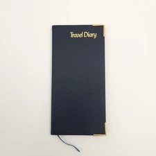 Unused Vintage Letts of London Travel Diary Book Blue Bonded Leather Gold Trim