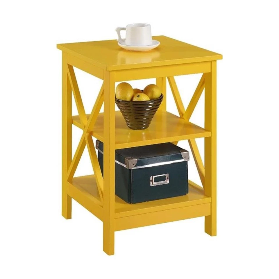 Oxford End Table With Shelves 15.75 Inch Yellow Transitional Home Decor - Image 4 of 4
