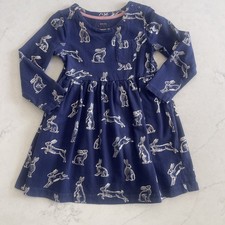 Mini Boden Dress 3-4y Navy with Silver Bunnies
