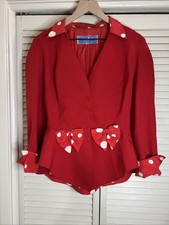 Vintage Thierry Mugler Blazer Jacket Red White Dot Size 44 Peplum