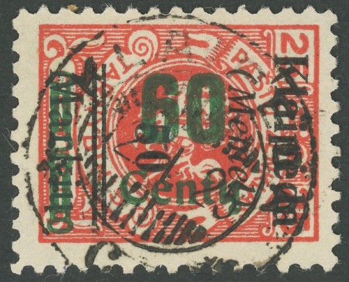 MEMELGEBIET 1923, 60 C. auf 50 M. auf 25 C. dunkelzinnoberrot, Type I, Pracht,