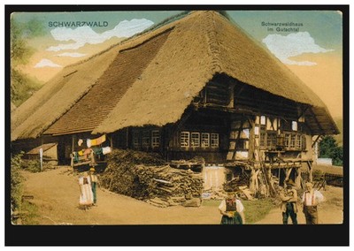 Postcard Black Forest: Black Forest house in the Gutachtal, Strasbourg (els.) 27.4.1907