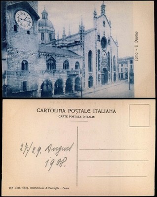 Cartolina Como Duomo (Cathedral) 1908