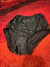 Vtg Maidenform Second Skin Satin Panties Shiny Glossy Black XL 8 Secret Hug Seam