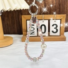 Crystal Phone Wrist Strap Keychain Beaded Cellphone Lanyard