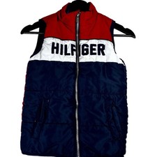 Tommy Hilfiger Boys Puffer Vest Size 6 Red White Blue Full Zip Logo
