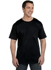 Hanes XP90 Men s Beefy-T Heavyweight Crewneck Pocket T-Shirt Black NWT D