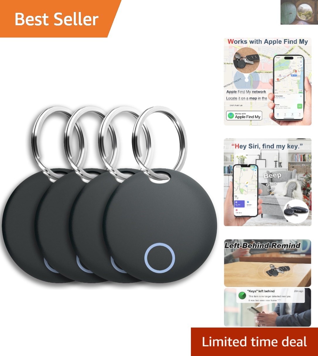4-Pack Air Tracker Tags for Effortless Tracking with Privacy & Security