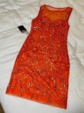NWT Boston Proper Orange Mesh And Sequin Dress Sz 4