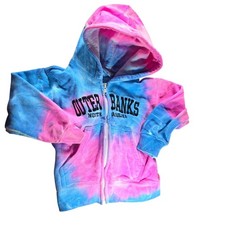 Kids hoodie Outer Banks Tie-Dye 4T Pink Blue Happy Kids zip up spring fall vacay