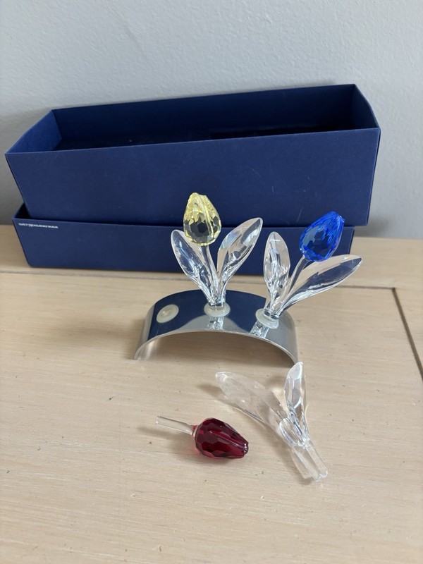 Swarovski Crystal Tulips with Stand (red tulip broken)