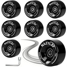 78A Quad Roller Skate Wheels 8 Pack 65x36mm Pre-Installed ABEC-9 Bearings, ...
