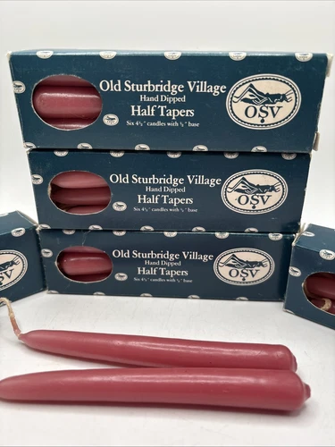 OLD STURBRIDGE VILLAGE HAND DIPPED BY YANKEE CANDLE CO  1/2 TAPERS Lot Of 5 Rose
