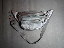 Vintage 1990s Flight Pax Black Leather Fanny Pack - Multi-Pocket In Mint Cond