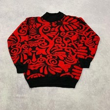 Vintage Knitted Jumper abstract patterned knit sweater Women's M 12-14 