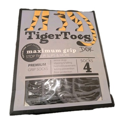 TigerToes Non-Slip Dog Socks for Hardwood Floors - Extra-Thick Grip Med  Gray