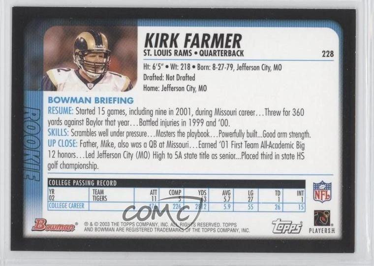 2003 Bowman Kirk Farmer #228 Rookie RC - Image 2 of 2