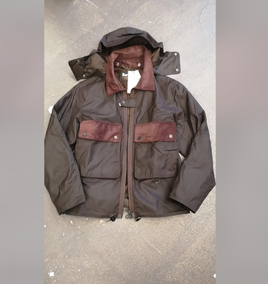Barbour RE-ENGINEERED SPEY WAX JACKET in Rustic/Black MSRP$580