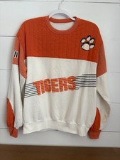Vintage Clemson Tigers Sweatshirt Longsleeve Adult Orange White Color block Flaw