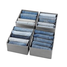 Jeans Drawer Organizers for Clothing, 5 Compartment Wardrobe Storage Box, Was...