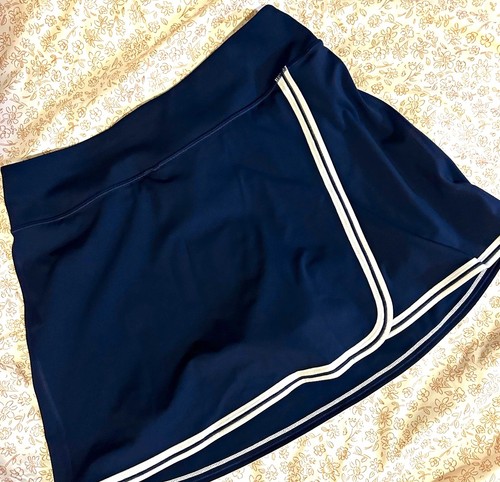 Athleta Navy/White Athletic Tennis Golf Skort M Pull-On Stretch Elastic Waist