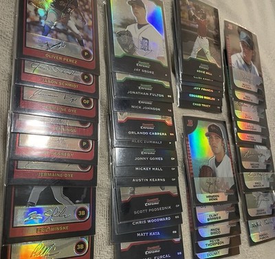 2003 2004 2005 Bowman Chrome & Bowman Draft Chrome - Refractor LOT of 35+ Cards