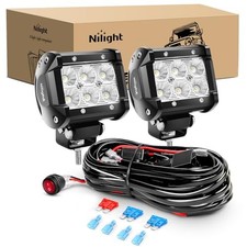 - ZH010 2PCS 4 Inch 18W Flood LED Fog Lights Off Road Led Pods Wiring Harness