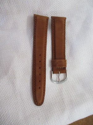 GENUINE leather  watchstrap watch band strap 20mm usa weatherproof dk tan nickle