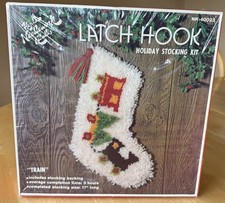 Vintage Christmas Latch Hook Santa Claus Stocking Craft Kit 17 New Sealed