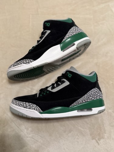Jordan Air Jordan 3 Men’s Mid Top Lace Up Basketball Sneakers Black Green