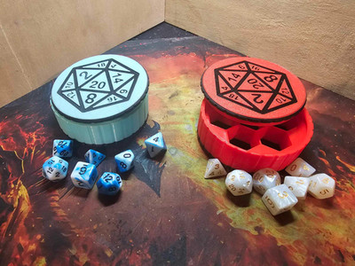 DnD Runde Würfel Aufbewahrungsbox D20 Deckel 2 Farben RPG Würfelkoffer