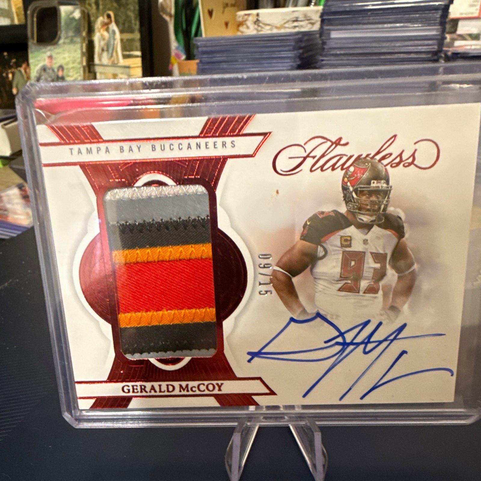 Panini 2025 Flawless Gerald McCoy Buccaneers Patch Auto Ruby #PA-GMY /15